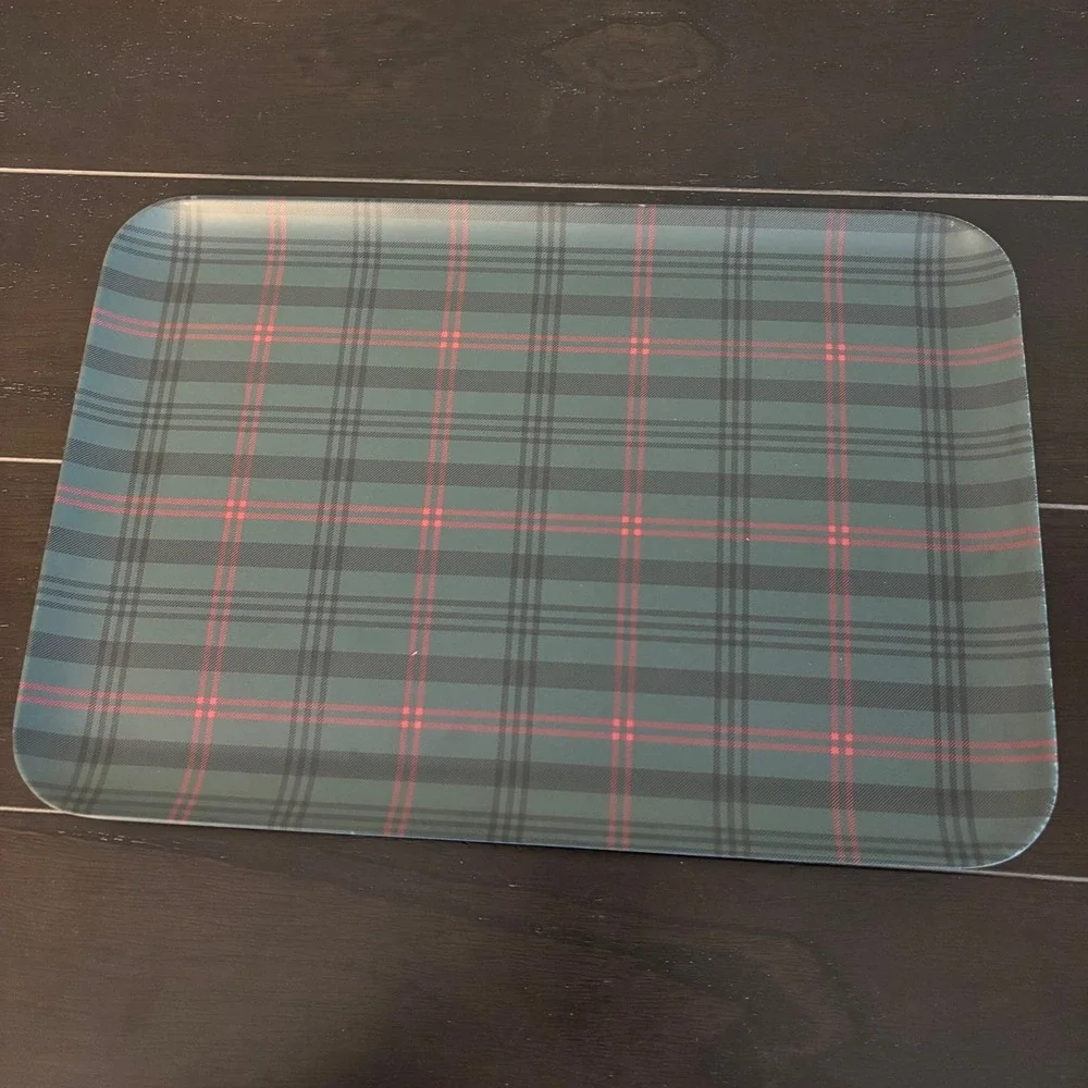 Hearth & Hand Magnolia | Green Red Plaid Bamboo Melamine Serving Tray | 13x9.5